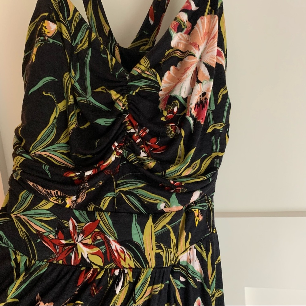 Anthropologie Black Floral Maxi Dress with Pink & Green Accents - Picture 4 of 6